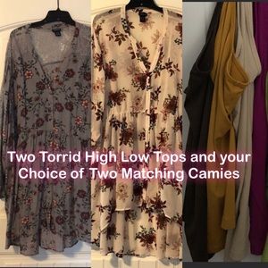 Set of 2 Torrid High Low Tops Free Matching Camies